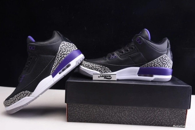 MaikeSneakers 3 Retro Air CT8532-050 Black Court Purple Jordan 0809